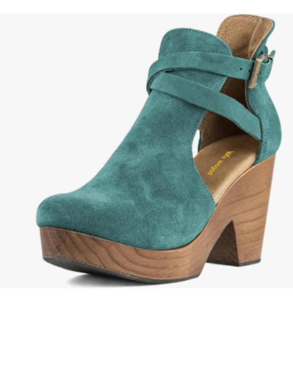 Teal Suede Platform Ankle Bootie with Buckle Strap